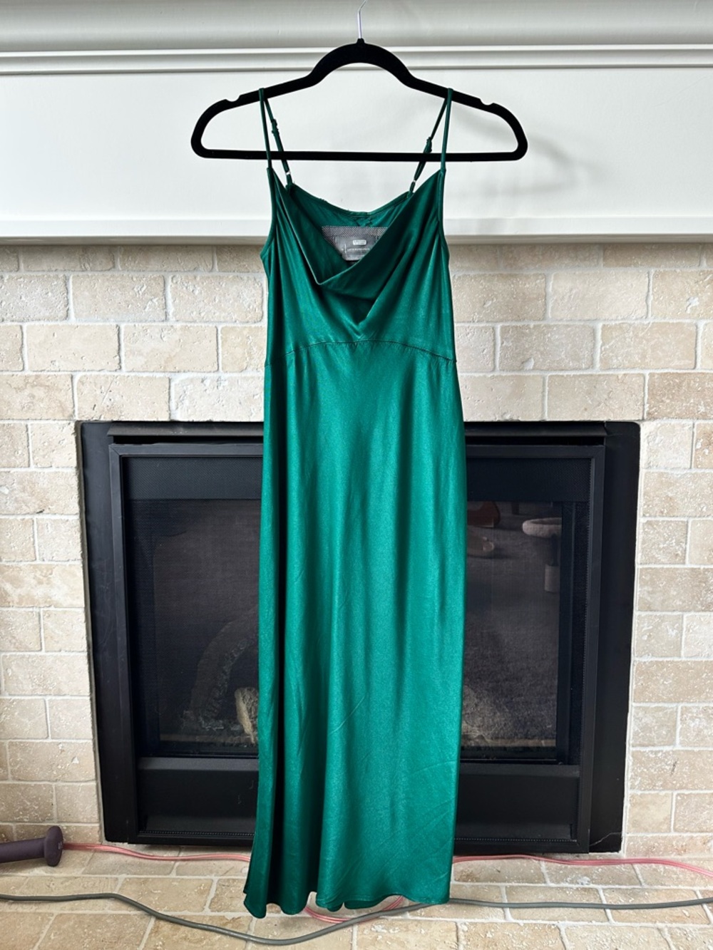 Anthropologie Elyse Bias Slip Dress, dark green, XXSP